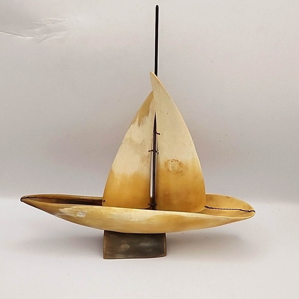 Vintage Bone Sailboat 8.75" X 8.75"